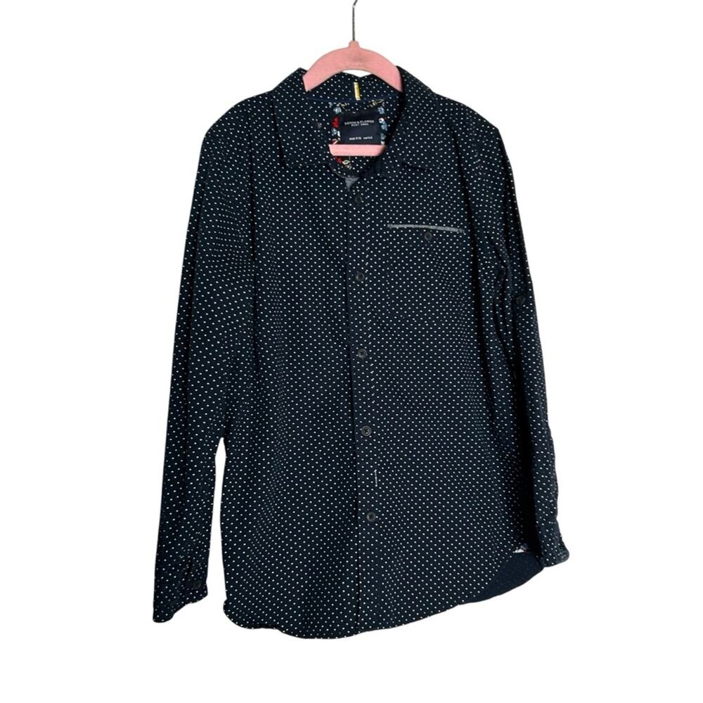 Denim & Flower Navy Blue & White Polka Dot Long Sleeve Shirt Size 9/10‎ Youth